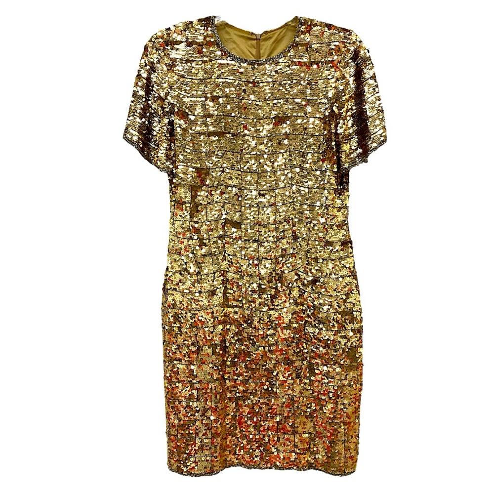 vtg AJ Bari • Gold Sequin Sequin Trophy Dress